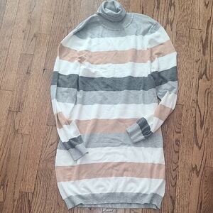 Striped Turtleneck Sweater Dress